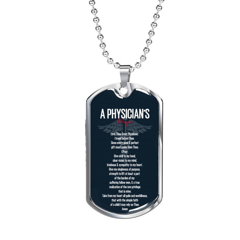 Military Dog Tag Necklace MD Doctor Gift Necklace Medical Professional Prayer Dog Tag Doctor Prayer DOG TAG