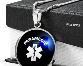 Paramedic Silver Necklace - emt wife - paramedic Wife jewelry - emt gift - girlfriend jewelry - star of life necklace - anniversary gift