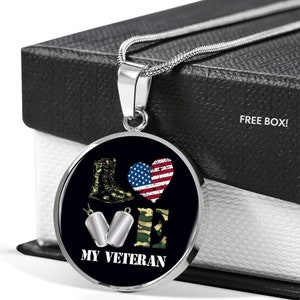 love my veteran, proud veteran wife necklace, military wife, veterans day, proud wife, gift for veteran, military family, jewelry, necklace