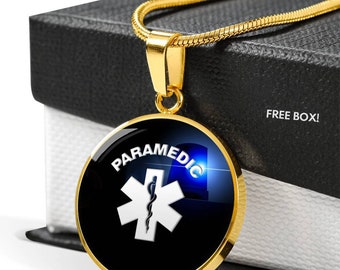 Paramedic Gold Necklace - emt wife - paramedic Wife jewelry - emt gift - girlfriend jewelry - star of life necklace - anniversary gift