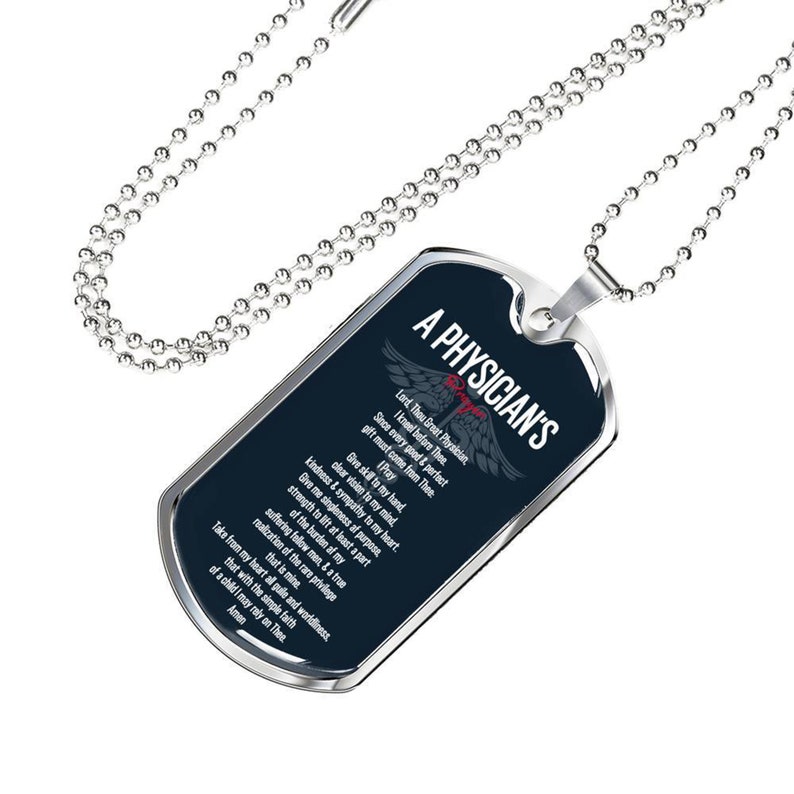 Military Dog Tag Necklace MD Doctor Gift Necklace Medical Professional Prayer Dog Tag Doctor Prayer DOG TAG