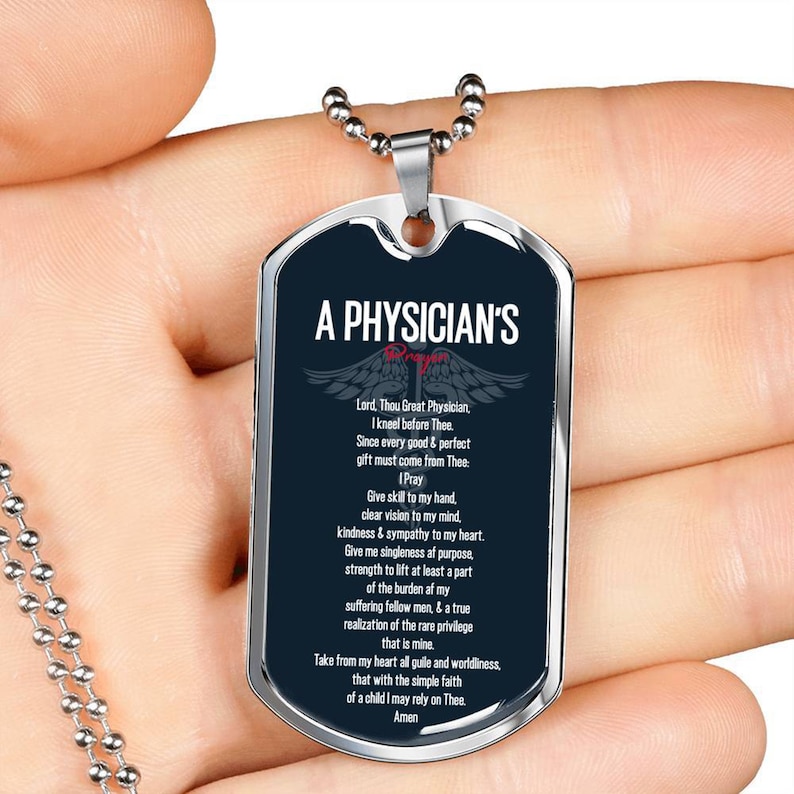 Military Dog Tag Necklace MD Doctor Gift Necklace Medical Professional Prayer Dog Tag Doctor Prayer DOG TAG
