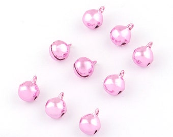 50pcs 10mm Jingle Bells in Grape Purple Color Bronze Bell End Charms b111