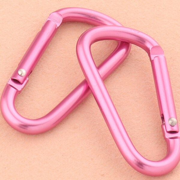 pink Carabiner D Buckle,38*25mm climbing Keychain Clip,key ring clasp,Spring Snap Key Chain Clip Hook Screw Gate Buckle,Outdoor Camping 10pc