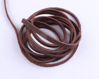 Cordon en cuir de 5 mm, dentelle en cuir de café, cuir pour bracelet, bracelets en cuir véritable, bandes en cuir de vachette, fournitures en cuir, fabrication de bijoux de bricolage