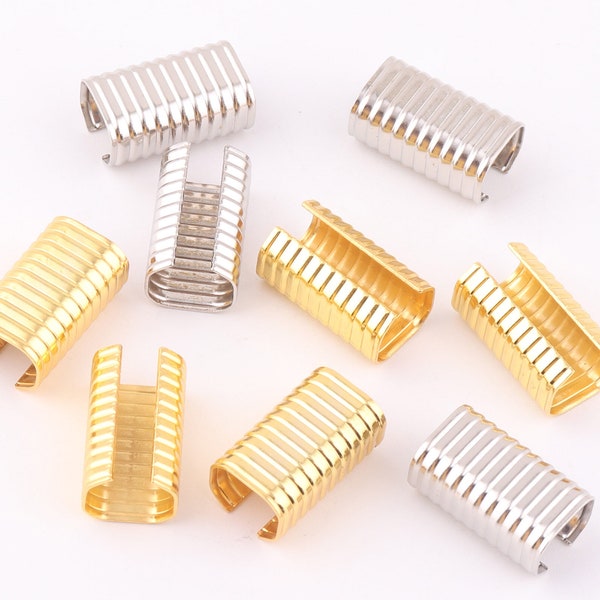 20mm gold Band Endklemmen mit Schleife,Band Kordel Seil Clips Endverschluss Lanyard Clip Leder End Crimps Gurtband Schlüsselanhänger Hardware