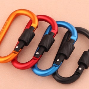 1.82 Aluminum Ring Carabiners Clip D Shape Spring Loaded Gate Small  Keychain Carabiner Clip Set Outdoor Camping Mini Lock Snap Hooks Spring  Link Key