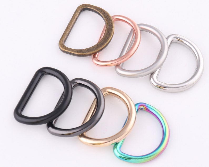 25mm Rainbow D Rings slide adjustable buckles Loop,Metal D ring Belt strap Buckles,bag purse clasp Handbag Hardware leather Finding Webbing
