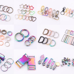 rainbow Swivel Clasps claw,jump split rings d rings strap buckles metal Release Buckle,spring ring eyelets Rapid purse Rivets zipper heads