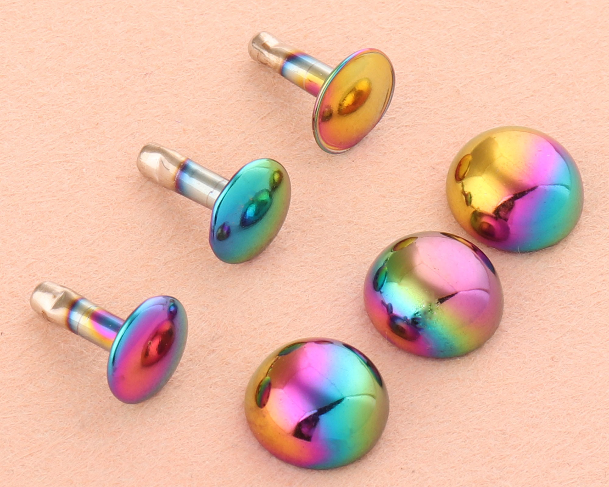 12mm Rainbow Double Cap Rivetsmetal Button Round Rapid Etsy