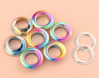 13mm rainbow eyelets grommets with washers Metal Grommets rivets metal eyelet for canvas clothes leather craft shoes Purse Accessories 20set