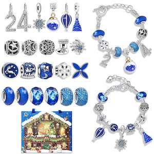 Trend Wind Advent Calendar,Bracelet Necklace Fashion Jewelry with 22 Charms for Kids Christmas Gifts