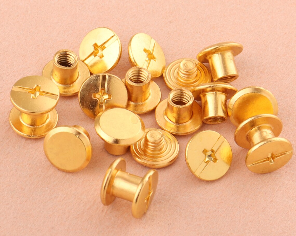 89mm Gold Screw Rivets Metal Button Screw Back Studs Screw Etsy