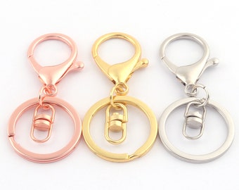 Rose gold Keychain Key Ring With Lobster Swivel Clasps for Adding Lanyards Keyring Clasp Charms Keychain Jewelry Making Finding Key Hook