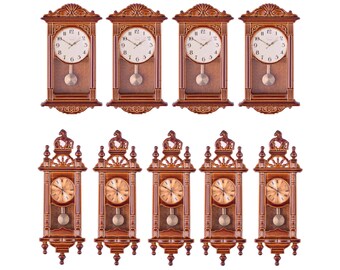 Mini Retro Pendulum Wall Clock Pendulum Miniature Clocks Wooden Vintage Clock for Living Room Kitchen Home Decoration Accessories Gift