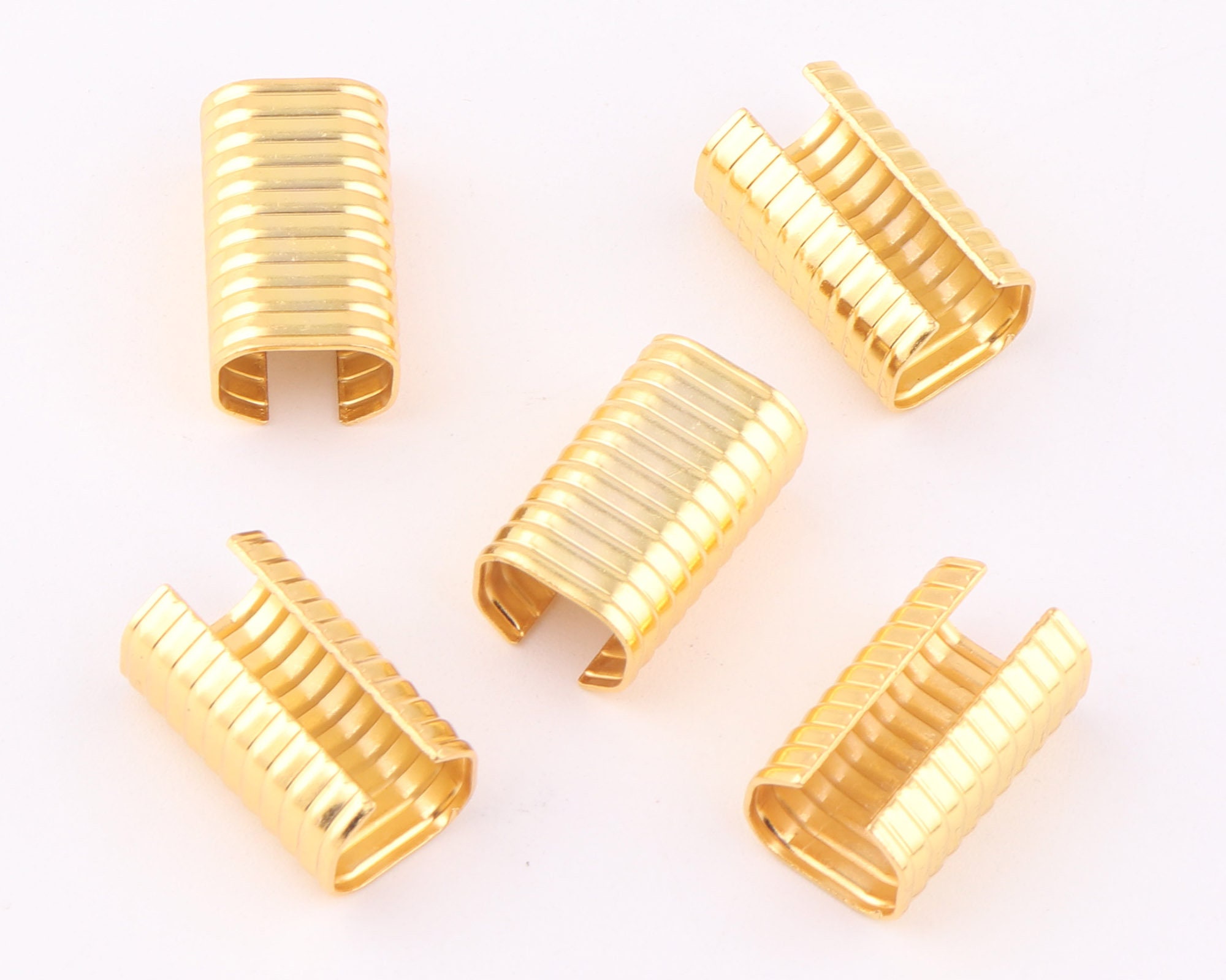 20mm gold Ribbon End Clamps with LoopRibbon Cord Rope Clips Etsy