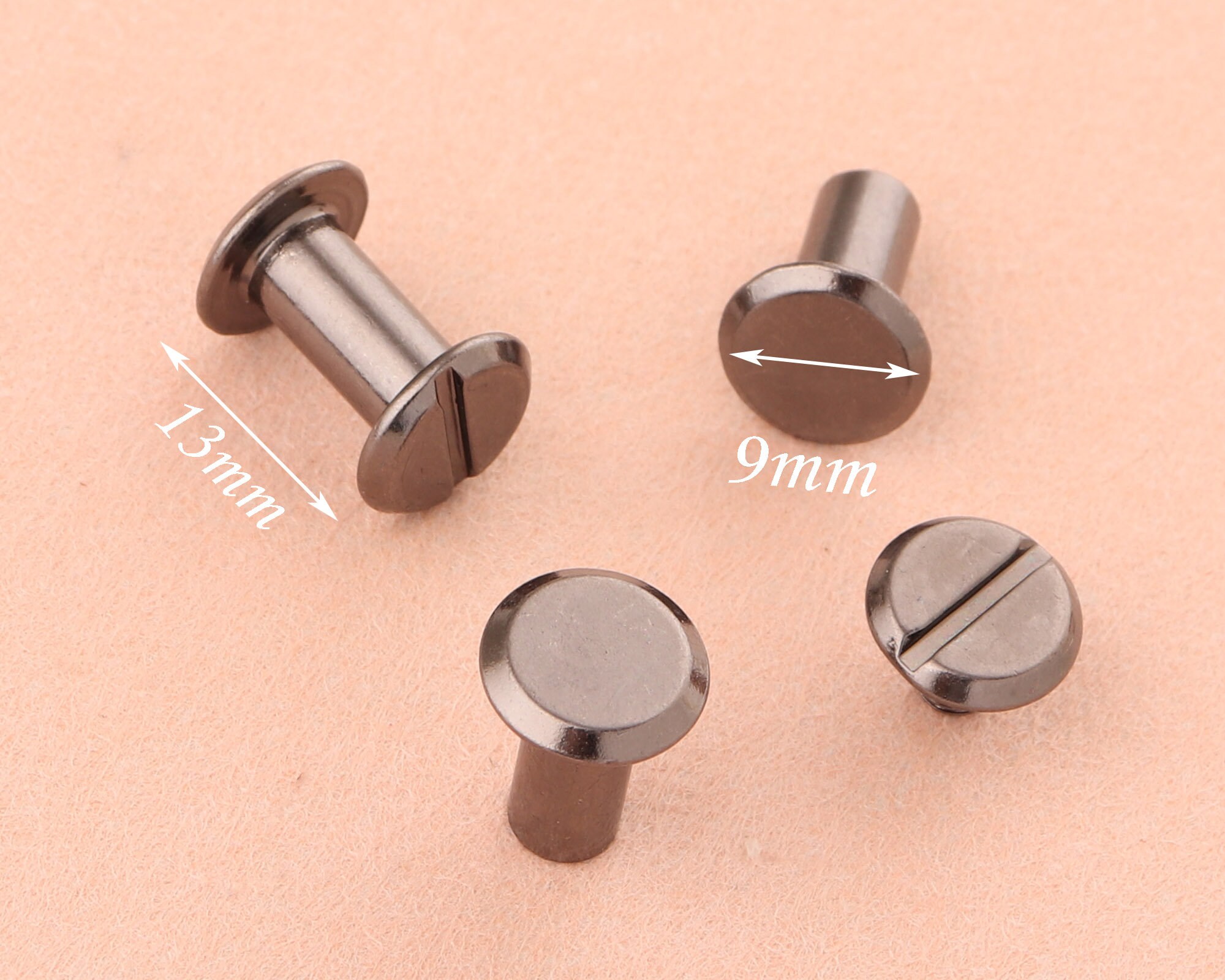 913mm Gunmetal Screw Rivets Metal Button Screw Back Studs Etsy