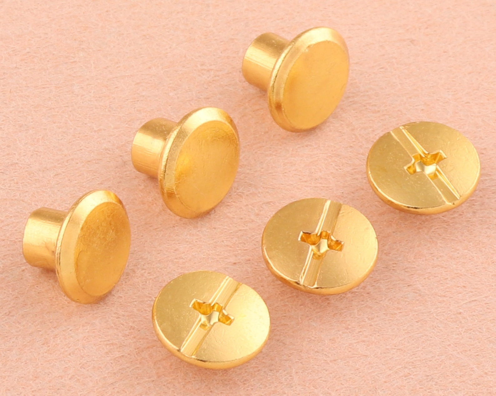 89mm Gold Screw Rivets Metal Button Screw Back Studs Screw Etsy