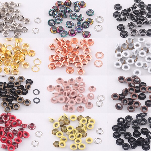 4mm rainbow eyelets grommets with washers Metal Grommets rivets metal eyelets for canvas clothes leather craft shoes Purse Accessories 100pc