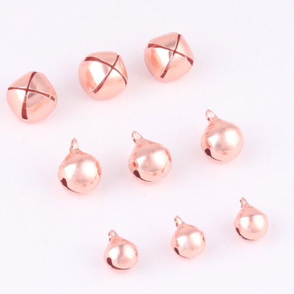 Rose Gold Tiny jingle Bells Christmas Bells Jewelry Design Pet Collar Bell Charms Holiday Bells Bell Decoration Ornament Bells 50PCS