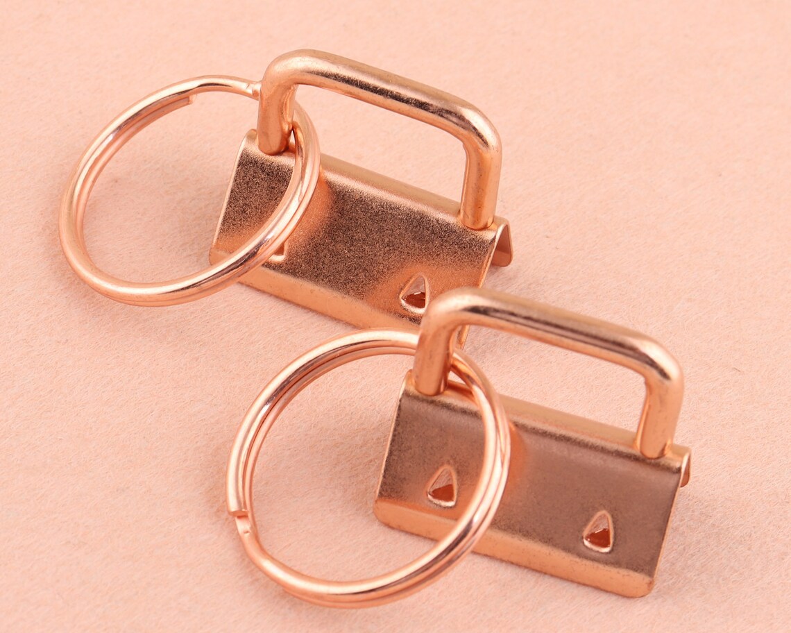 25mm Rose Gold Key Fob Hardware With Key Rings Sets Metal Etsy