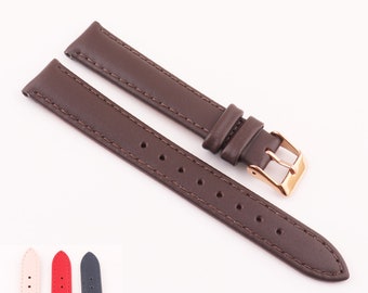 16mm dunkelbraunes Uhrenarmband aus echtem Leder, handgefertigtes Armband für Uhren