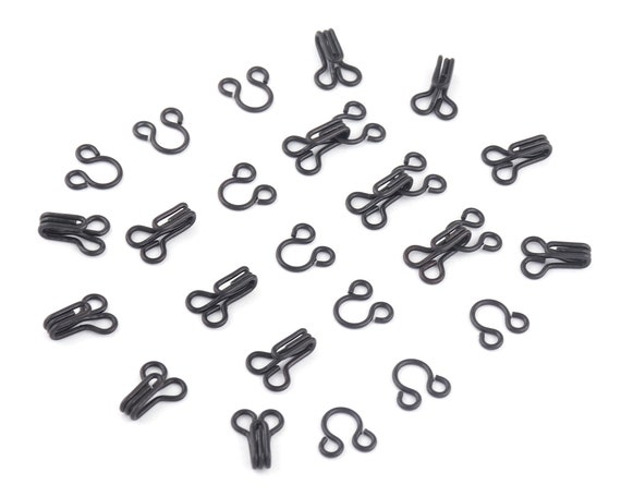 Black Mini Hook and Eye Clasp,fasteners for Dresses Lingerie