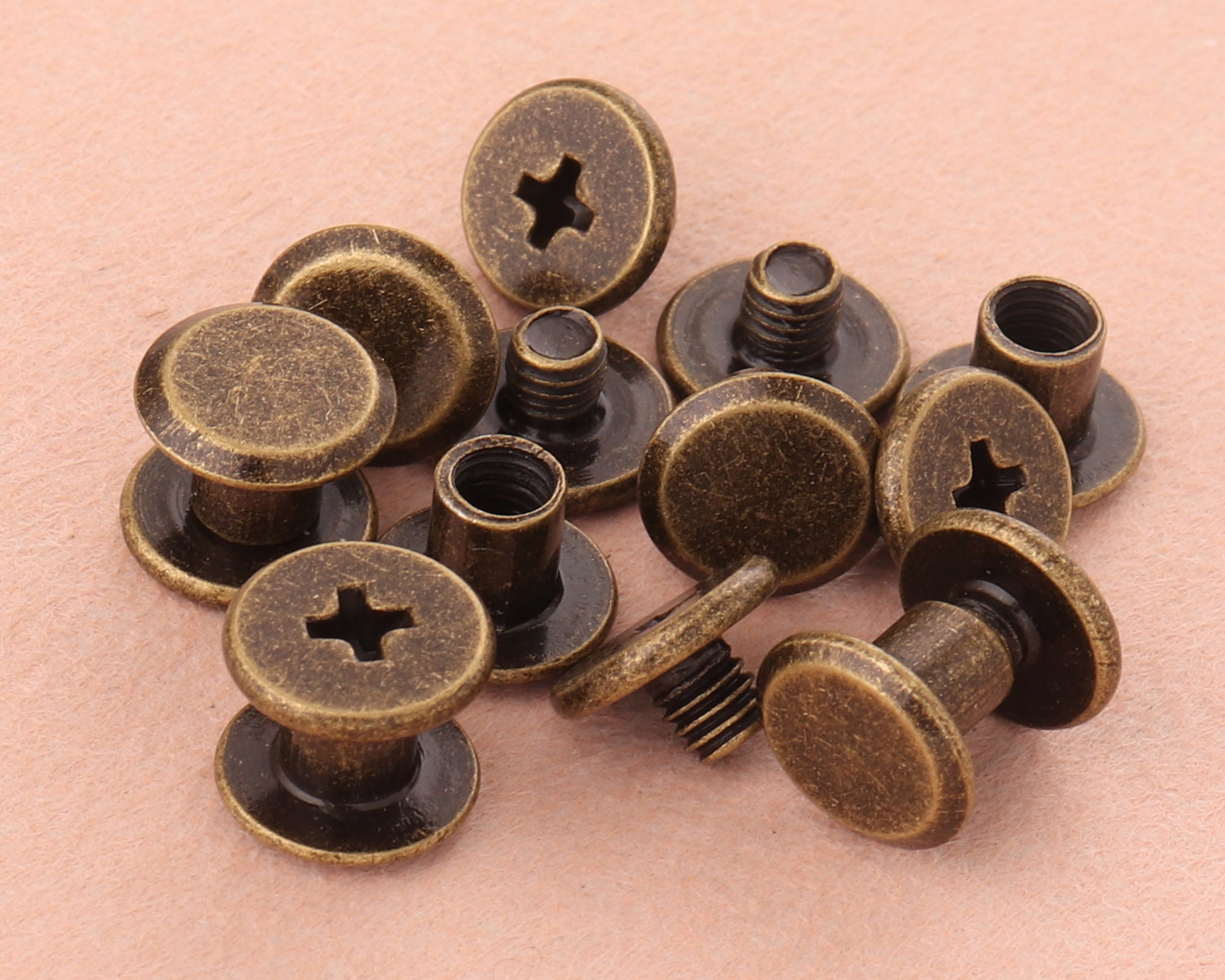 910mm Bronze Screw Rivets Metal Button Screw Back Studs Screw Etsy