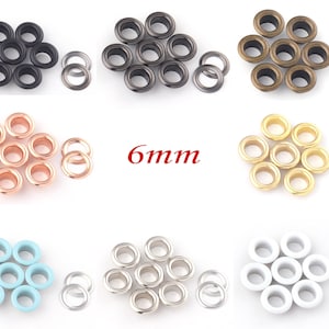6mm rose gold eyelets grommets with washers Metal Grommets rivets metal eyelets for canvas clothes leather craft shoes Purse Accessories