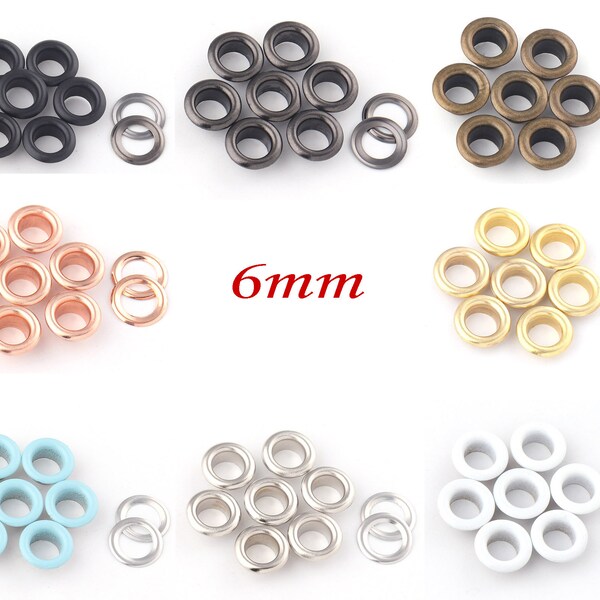 6mm rose gold eyelets grommets with washers Metal Grommets rivets metal eyelets for canvas clothes leather craft shoes Purse Accessories