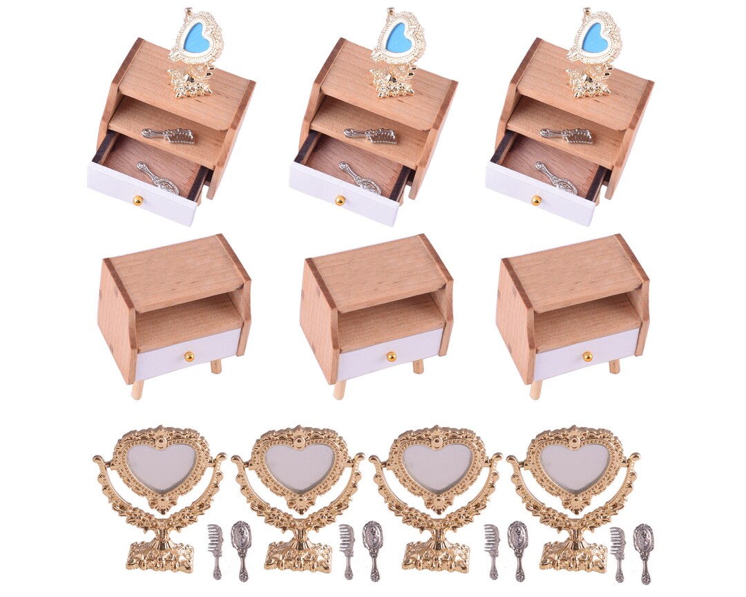 Mini Doll Dresser Miniature Wooden Table Withmini Mirror Comb Etsy