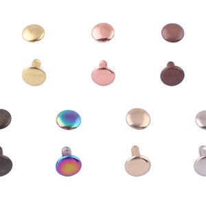 7mm rainbow Double Cap Rivets,Metal Button Round rose gold Rapid Rivet,rivet studs for purse bags Handbags Shoes Belts leather craft diy