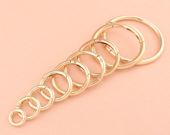 ressort en or Round Ring Gate Spring Snap Hook Gate O Ring, Metal Snap push Clasp Webbing Hook Bag Clasp Spring Buckle pour sac à main