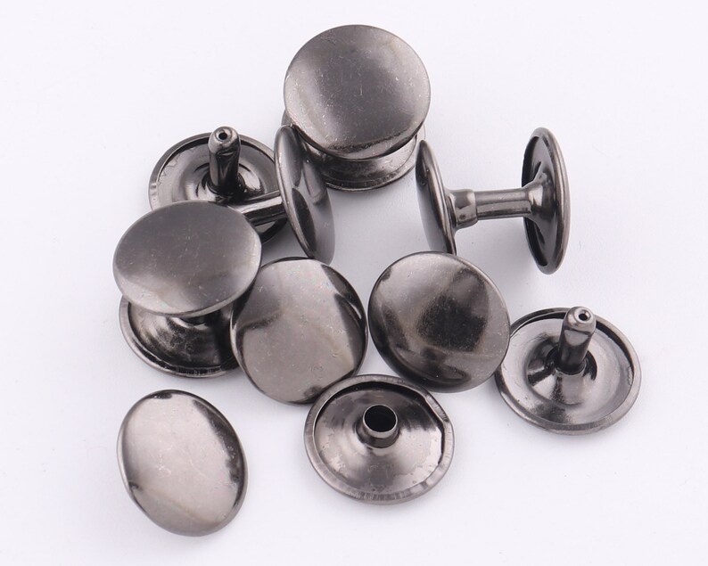 16mm gunmetal Double Cap Rivets,Metal Button Round Rapid Rivet,rivet studs for purse bags Handbags Shoes Belts leather craft diy