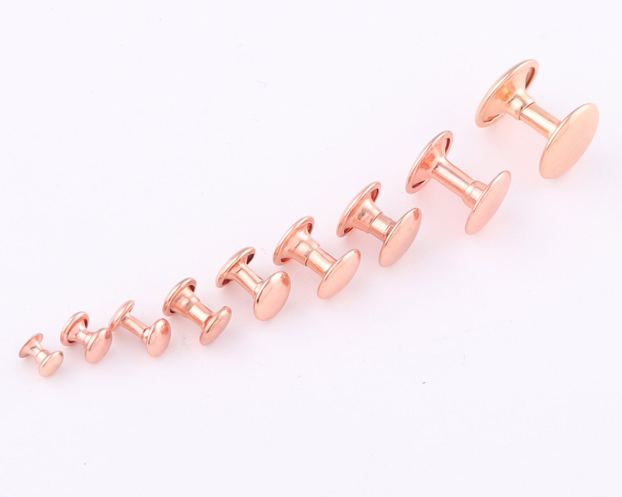 9mm Rainbow Double Cap Rivets,Metal Button Round Rose Gold Rapid Rivet,Rivet Studs For Purse Bags Handbags Shoes Belts Leather Craft DIY (50pcs