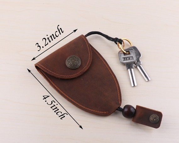 Echt Leder Schlüsseltasche mit Zugband,Leder Schlüsseltasche,Auto  Schlüsselanhänger Schlüsseltasche,handgemachte Schlüsseltasche,Leder Key  Organizer Key Cover Fob - .de