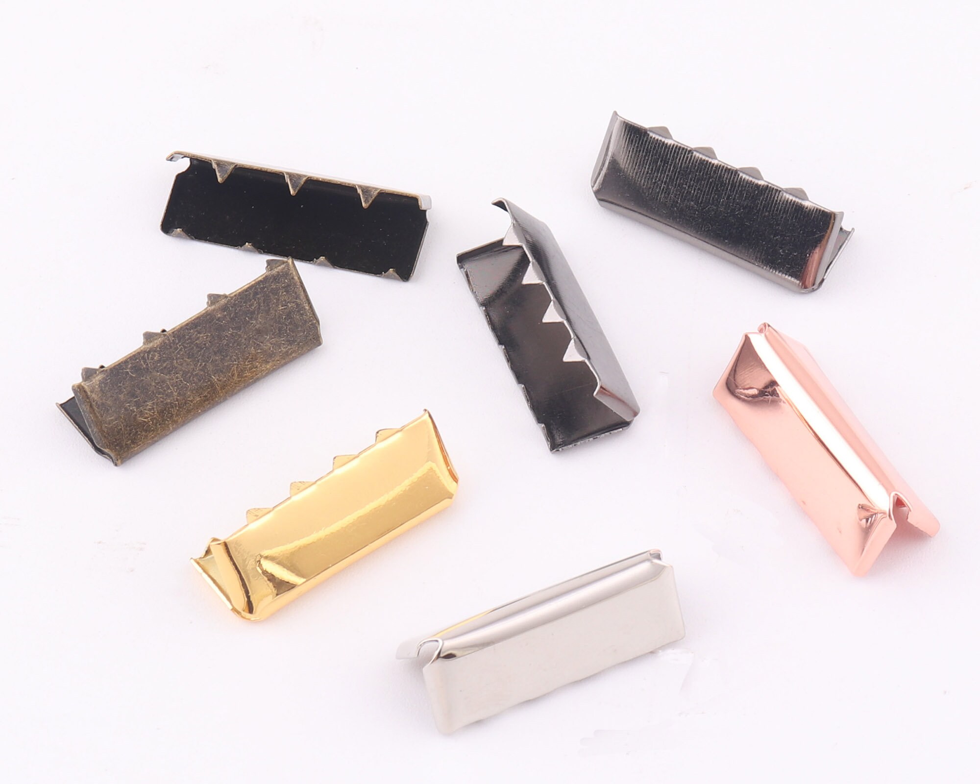 1 Inch Ribbon Ends Clamps Fasteners Clasps Pinch Crimp Clamp Cord Ends Cap  Findings for Leather Lanyard Strap Jewelry Making 