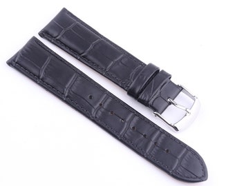 22mm Echtleder Uhrenarmband,schwarzes Uhrenband,handgemachtes Uhrenband