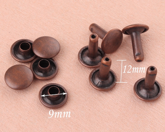 Rivets à boutons, 9 mm en cuivre pur, grand rivet à anneau de