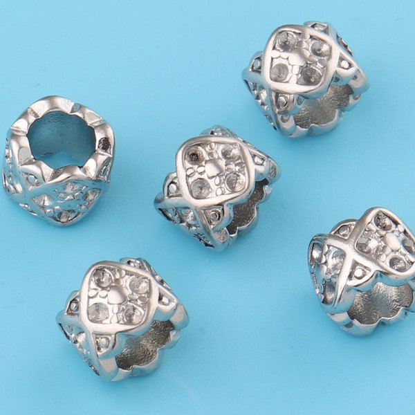 6mm Antique Silver Metal Round Spacer Perles, entretoises Bracelet collier perles perles tibétaines, acier inoxydable, fabrication de bijoux Perles en gros