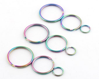 12-30mm arc-en-ciel rond split Key Rings Porte-clés Porte-clés bijoux breloque fermoir Fournitures, petit saut O Rings boucle en métal porte-clés pendentif, Porte-clés Quincaillerie