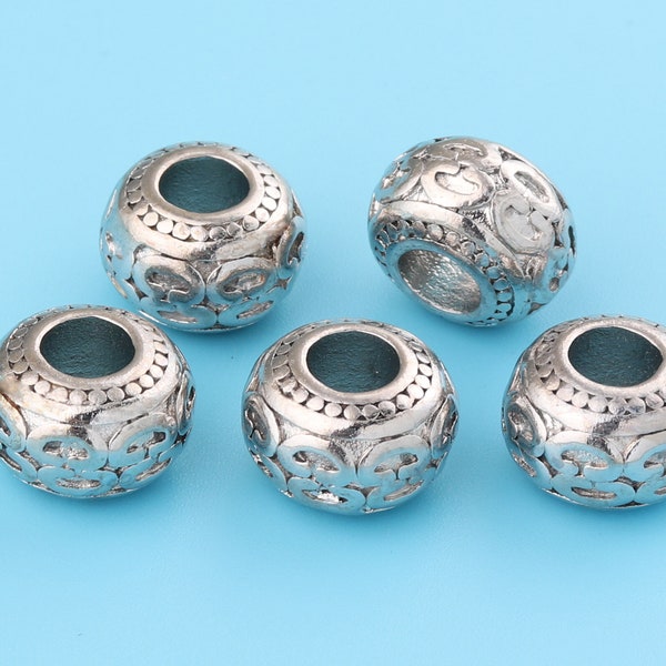 5mm Antique Silver Metal Round Spacer Perles, star spacers Bracelet collier perles Tibetan Beads, acier inoxydable, fabrication de bijoux Perles en gros