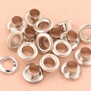 4mm silver eyelets grommets with washers Metal Grommets rivets metal eyelets for canvas clothes leather craft shoes Purse Accessories 100Set zdjęcie 4