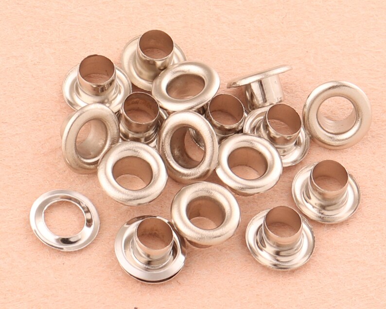 4mm silver eyelets grommets with washers Metal Grommets rivets metal eyelets for canvas clothes leather craft shoes Purse Accessories 100Set zdjęcie 4