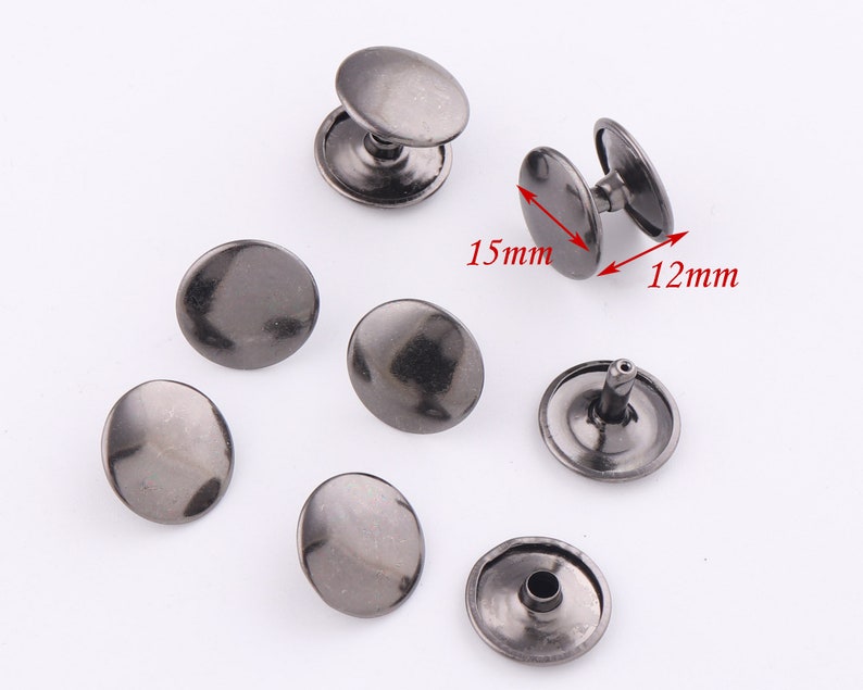 16mm gunmetal Double Cap Rivets,Metal Button Round Rapid Rivet,rivet studs for purse bags Handbags Shoes Belts leather craft diy