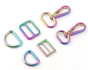 20/25mm rainbow metal swivel claw clasps,Dog Collar Hardware adjuster Backpack buckles webbing purse hardware d ring belt Strap slide Buckle