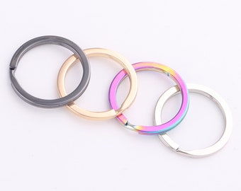 25mm rainbow round split Key Rings Key Chain clasp Supplies,antique jump O Ring loop flat metal key ring,leather Craft Key Fob Hardware