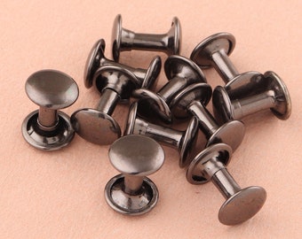 9mm gunmetal Double Cap Rivets,Metal Button Round Rapid Rivet,antique rivet studs for purse bags Handbags Shoes Belts leather craft