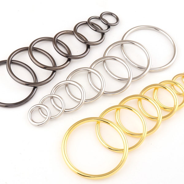 14-90mm Metal O Rings Welded Metal Loops silver Round strap Ring buckle,Bag handle Handbag Purse Bag clasp Hardware Supplies leather craft