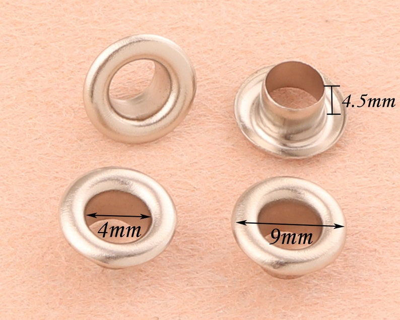 4mm silver eyelets grommets with washers Metal Grommets rivets metal eyelets for canvas clothes leather craft shoes Purse Accessories 100Set zdjęcie 3